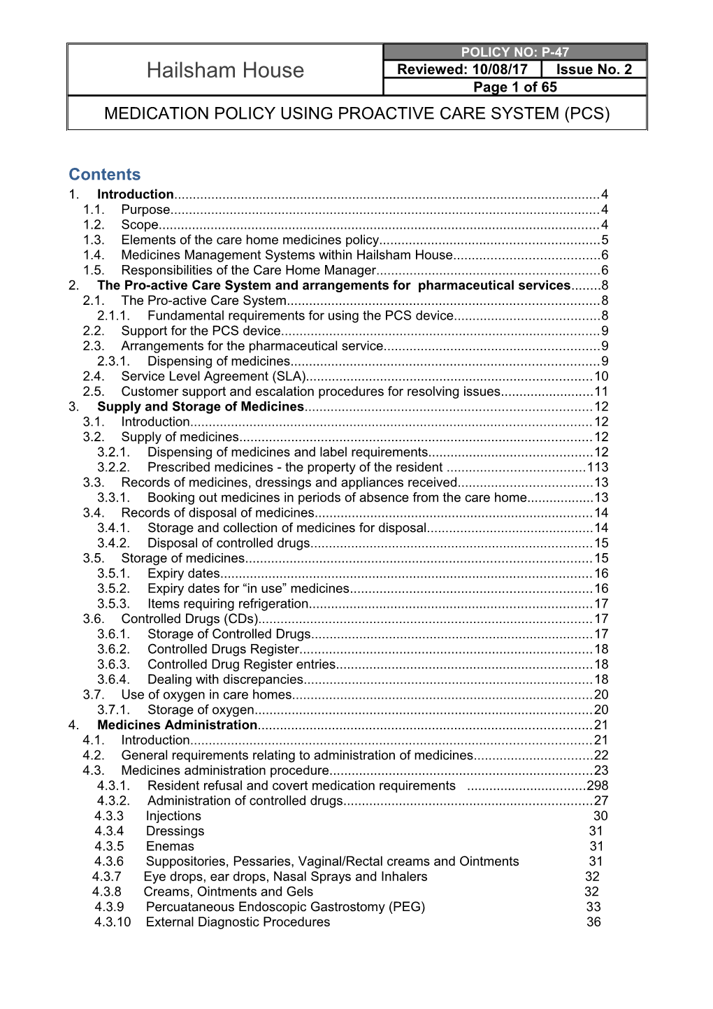 1.3. Elements of the Care Home Medicines Policy 5