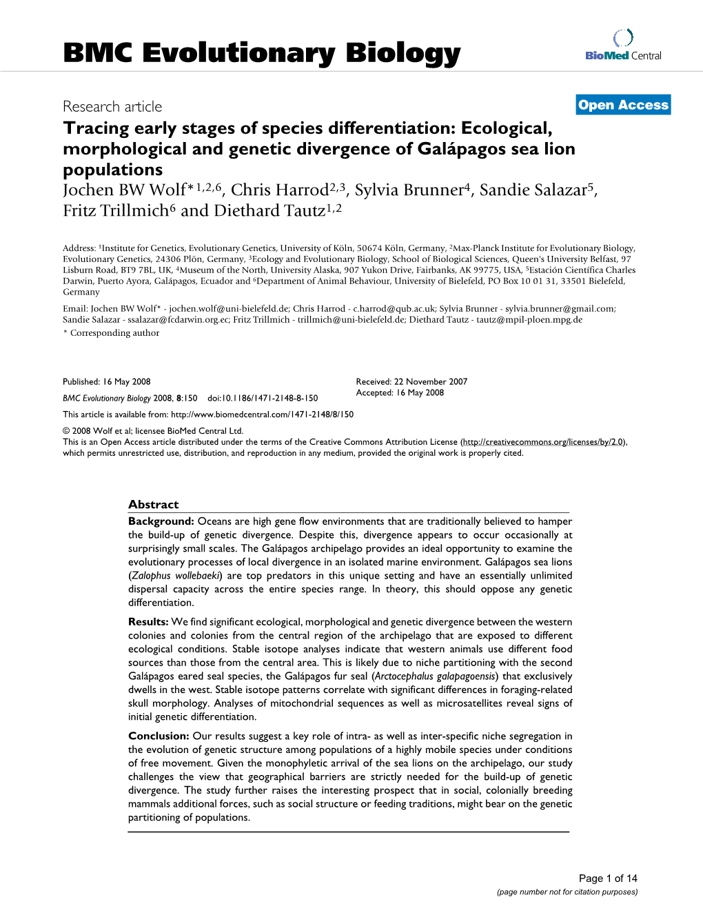 Tracing Early Stages of Species Differentiation: Ecological