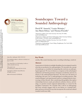 Soundscapes: Toward a Sounded Anthropology