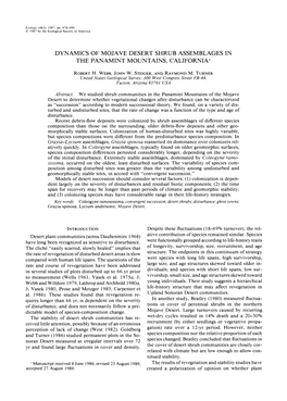 1987 by the Ecological Society of America DYNAMICS of MOJAVE