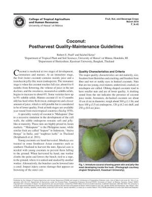Coconut: Postharvest Quality-Maintenance Guidelines