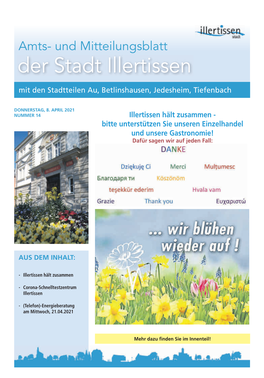 Amts- Und Mitteilungsblatt Der Stadt Illertissen