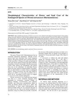 Morphological Characteristics of Flower and Seed Coat of the Endangered Species of Thismia Taiwanensis (Burmanniaceae)