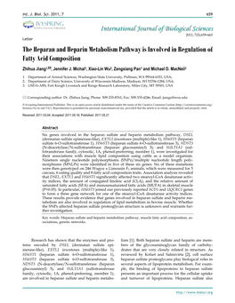 The Heparan and Heparin Metabolism Pathway Is Involved in Regulation of Fatty Acid Composition