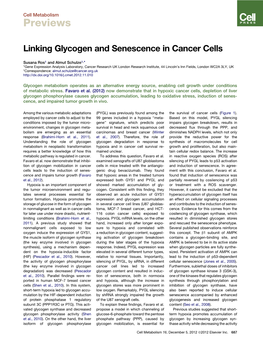 Linking Glycogen and Senescence in Cancer Cells