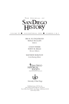 Journal of San Diego History V 50, No 1&2