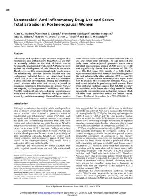 Nonsteroidal Anti-Inflammatory Drug Use and Serum Total Estradiol in Postmenopausal Women