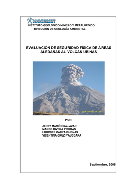Evaluación De Seguridad Física De Áreas Aledañas Al Volcán Ubinas