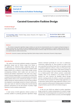 Curated Generative Fashion Design