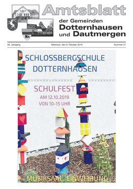 58. Jahrgang Mittwoch, Den 9. Oktober 2019 Nummer 41 2 Amtsblatt Dotternhausen Dautmergen Nr