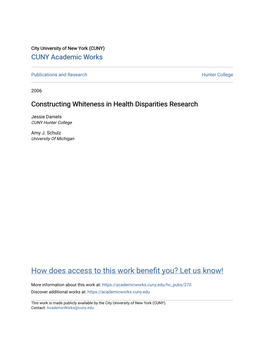 Constructing Whiteness in Health Disparities Research