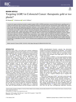 Targeting LGR5 in Colorectal Cancer: Therapeutic Gold Or Too Plastic?
