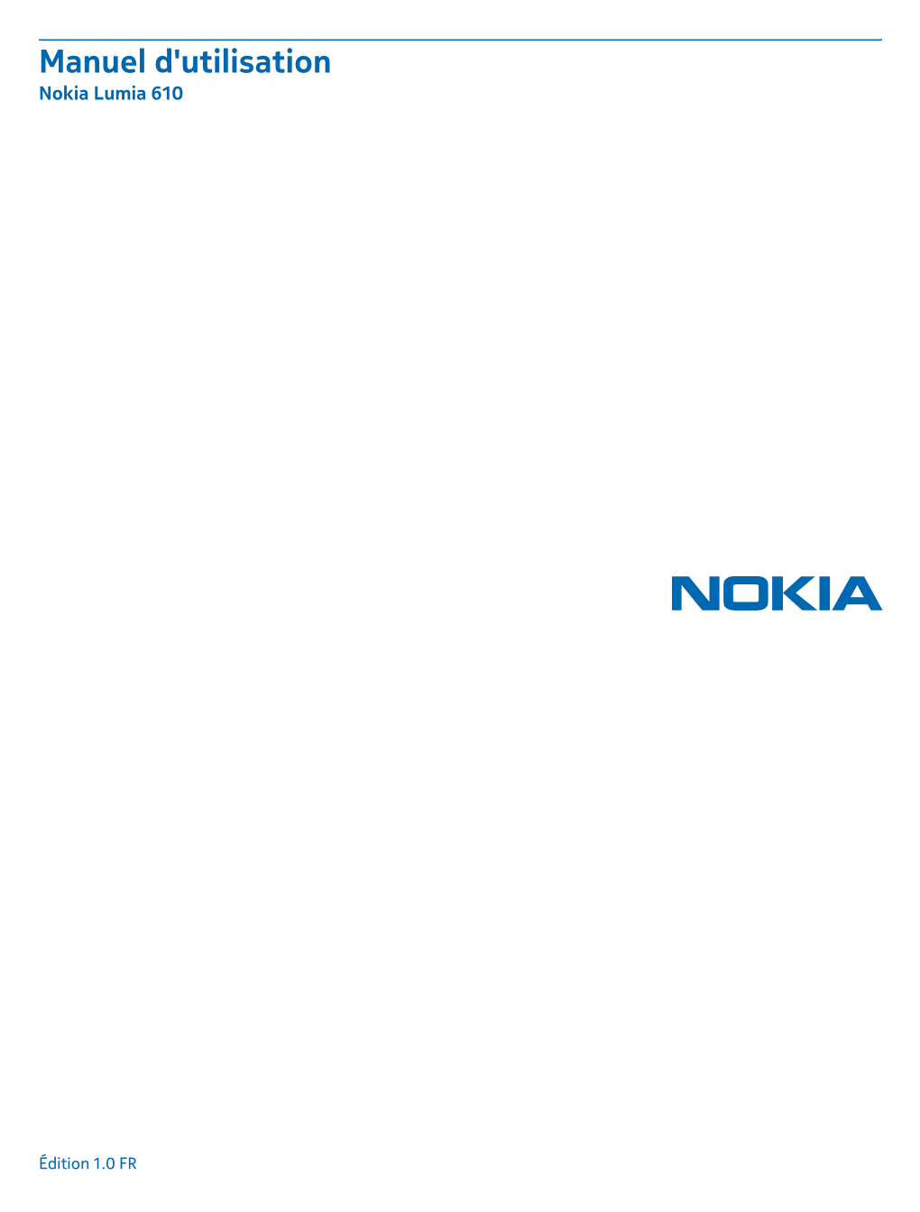 Manuel D'utilisation Nokia Lumia 610
