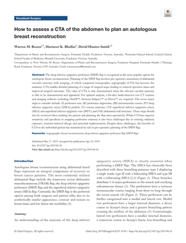 How to Assess a CTA of the Abdomen to Plan an Autologous Breast Reconstruction