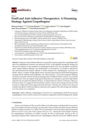 Fimh and Anti-Adhesive Therapeutics: a Disarming Strategy Against Uropathogens