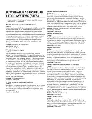 Sustainable Agriculture & Food Systems (SAFS)