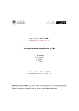 Orthogonalization Routines in Slepc