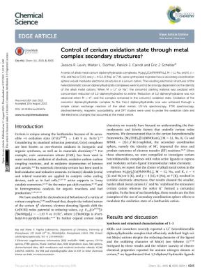 Control of Cerium Oxidation State Through Metal Complex Secondary Structures† Cite This: Chem