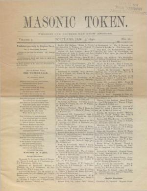 Masonic Token: January 15, 1890