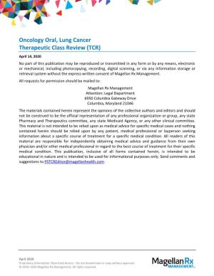 Oncology Oral, Lung Cancer Therapeutic Class Review (TCR)