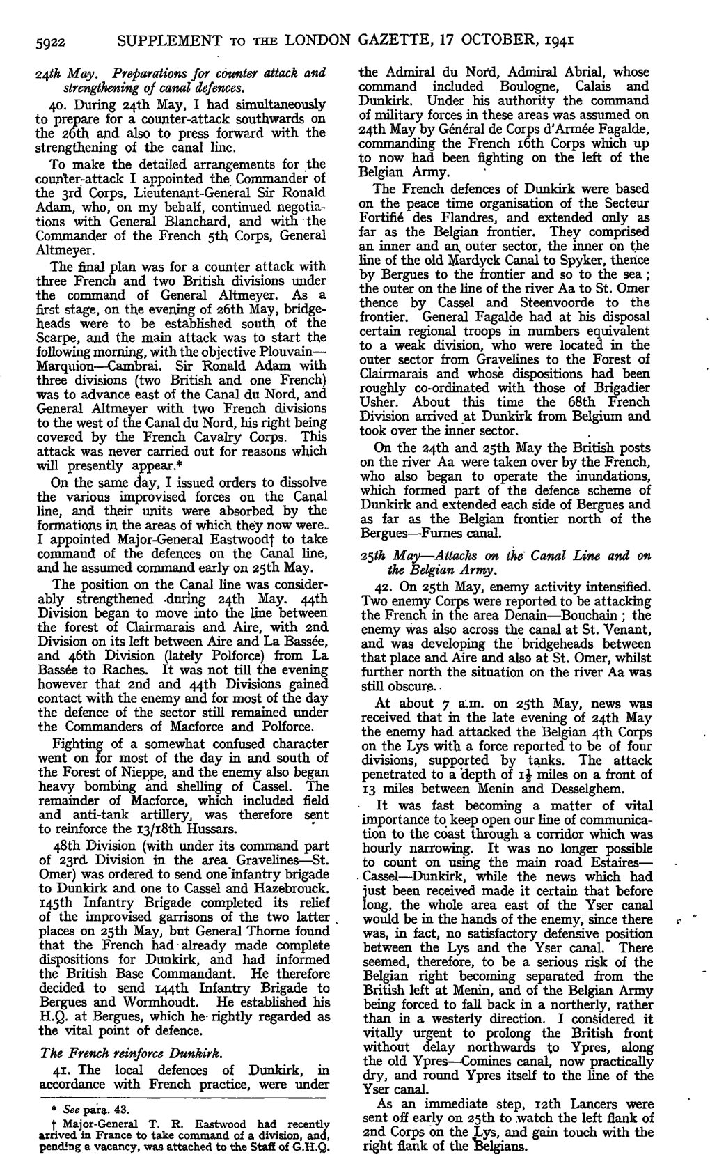 5922 Supplement to the London Gazette, 17 October, 1941