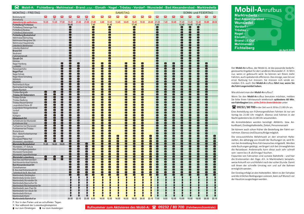 Flyer Fahrplan Anrufbus