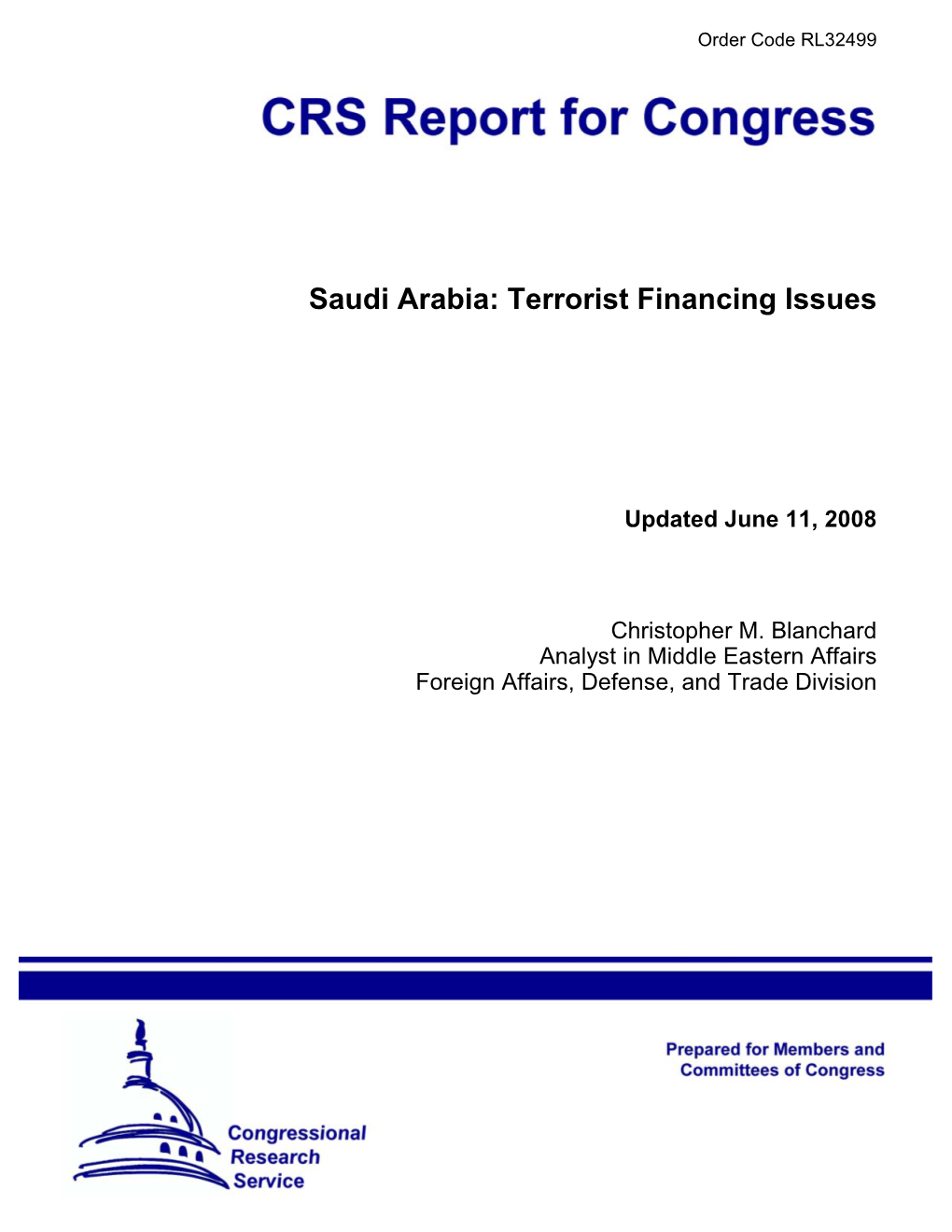 Saudi Arabia: Terrorist Financing Issues