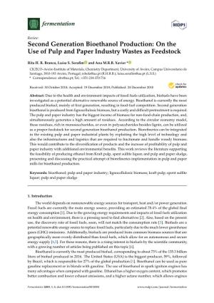 Second Generation Bioethanol Production: on the Use of Pulp and Paper Industry Wastes As Feedstock
