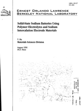 Solid-State Sodium Batteries Using Polymer Electrolytes and Sodium Intercalation Electrode Materials