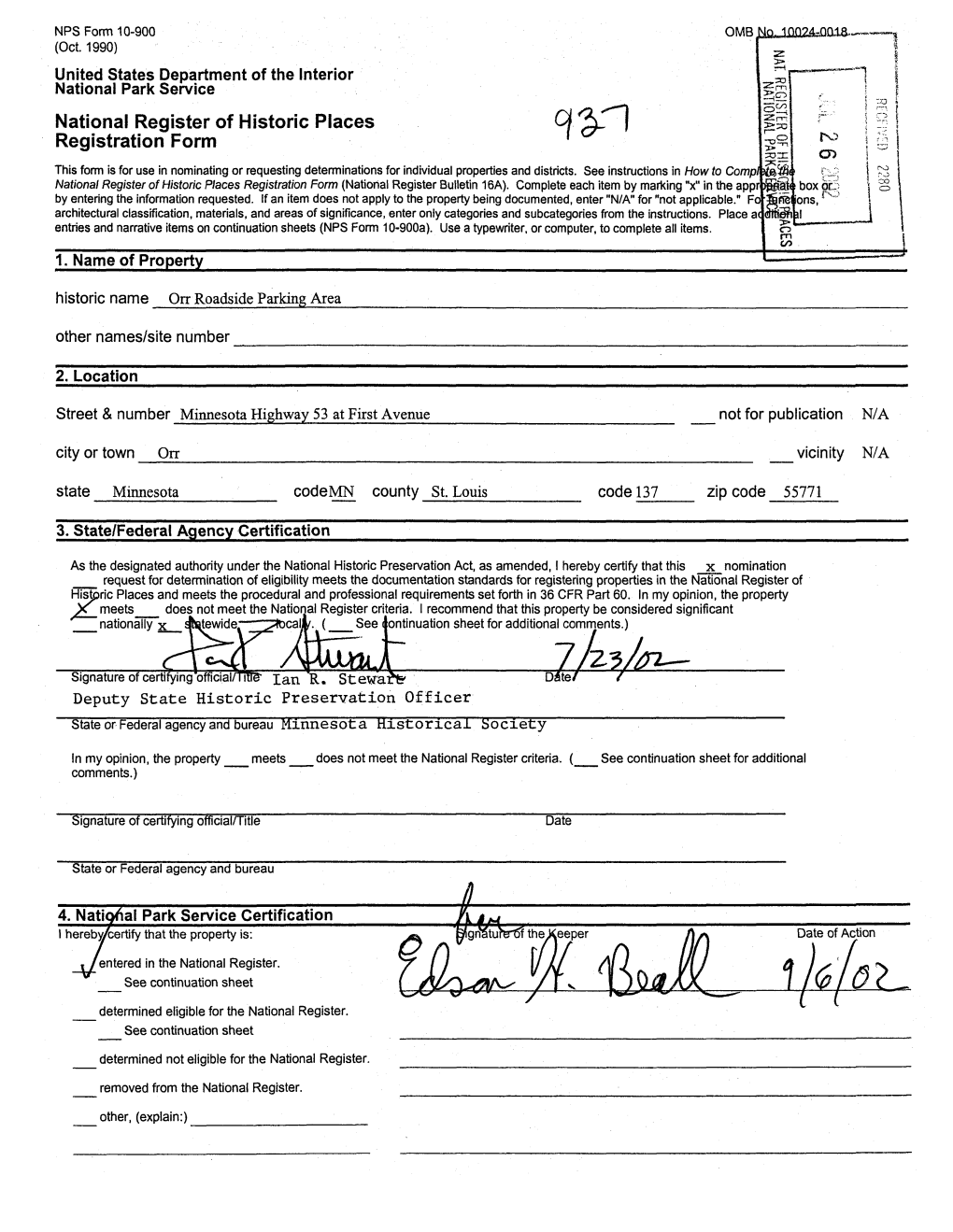 National Register of Historic Places Registration Form Codemn County