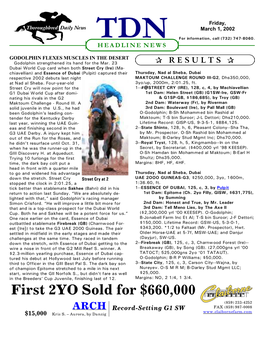 First 2YO Sold for $660,000