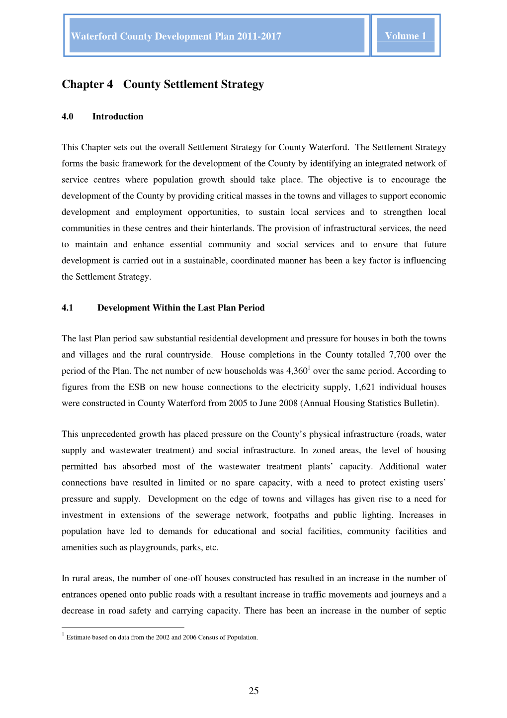 Chapter 4 County Settlement Strategy