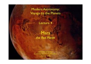 Modern Astronomy: Voyage to the Planets Lecture 4 the Red Planet