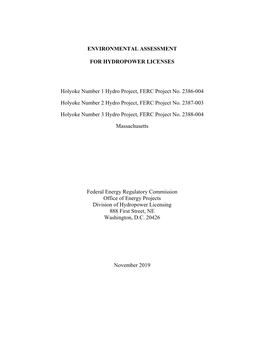 Environmental Assessment for Hydropower Licenses