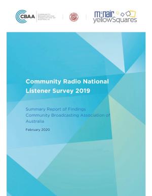 Community Radio National Listener Survey 2019