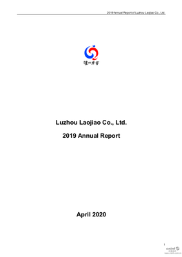Luzhou Laojiao Co., Ltd. 2019 Annual Report April 2020