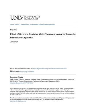 Effect of Common Oxidative Water Treatments on Acanthamoeba Internalized Legionella
