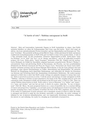 "A Battle of Wits": Tubbian Entrapment in Swift