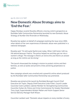 New Domestic Abuse Strategy Aims to ‘End the Fear.’
