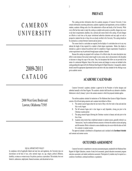Cameron University Undergraduate Catalog 2009-2011
