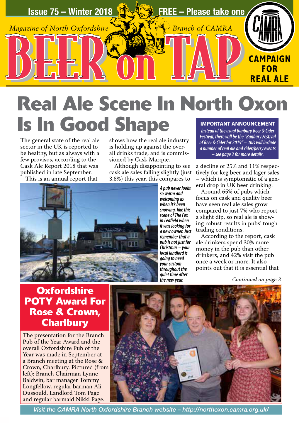 Real Ale Scene in North Oxon Is in Good Shape