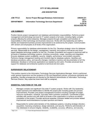 Job Description: Senior Project Manager