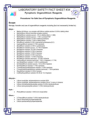 Pyrophoric Organolithium Reagents