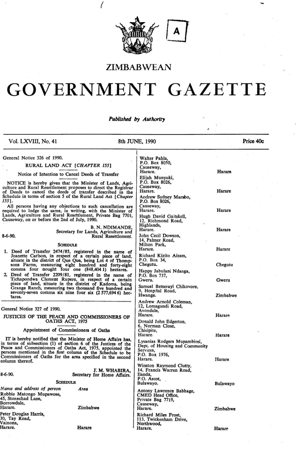 Government Gazette