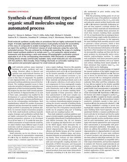 Synthesis of Many Different Types of Organic Small Molecules Using One Automated Process