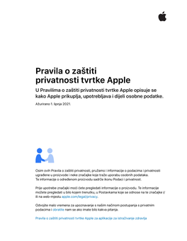 Pravila O Zaštiti Privatnosti Tvrtke Apple U Pravilima O Zaštiti Privatnosti Tvrtke Apple Opisuje Se Kako Apple Prikuplja, Upotrebljava I Dijeli Osobne Podatke