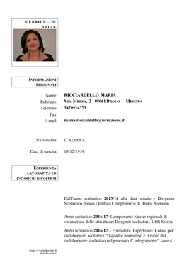 Curriculum Vitae DS Maria Ricciardello
