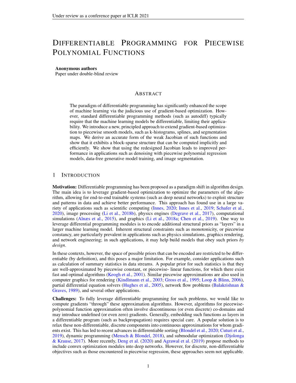 Differentiable Programming for Piecewise Polynomial