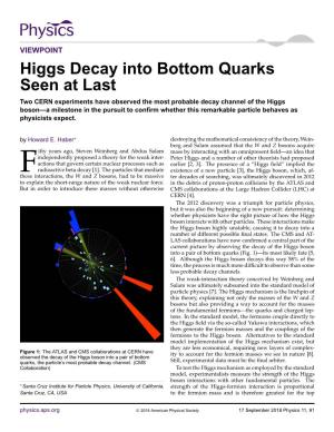 Higgs Decay Into Bottom Quarks Seen at Last