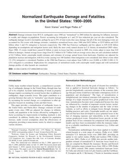 Normalized Earthquake Damage and Fatalities in the United States: 1900–2005
